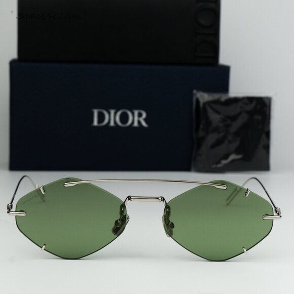 BRAND NEW Dior INCLUSION 1007 Silver Green Geometric Unisex Sunglasses - Picture 1 of 8